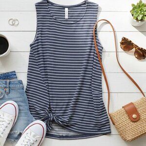 Kaileigh Striped Knot Front Tank